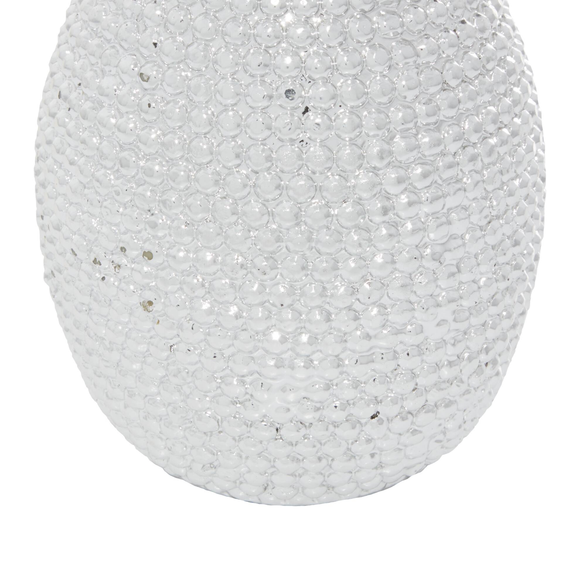 Silver Polystone Glam Pineapple Sculpture, 12" x 6" x 6"